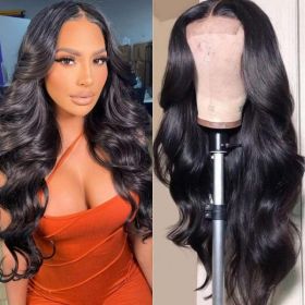 4x6 Lace Closure Wig Human Hair Natural Color Three-Dimensional Body Wave Density (Option: 24inch)