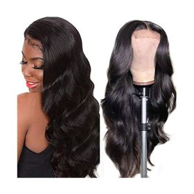 4x4 Lace Closure Wig Human Hair Natural Color Body Wave Density (Option: 14inch)