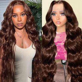 13x4 Lace Frontal Human Hair Wig Brown Body Wave Density (Option: 16inch)