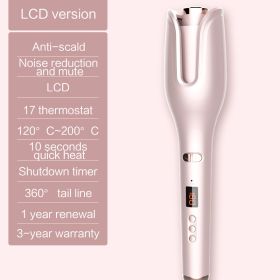Multi-Automatic Hair Curler Hair Curling Iron LCD Ceramic Rotating Hair Waver Magic Curling Wand Irons Hair Styling Tools (Plug standard: US, Color: Pink)
