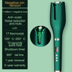 Multi-Automatic Hair Curler Hair Curling Iron LCD Ceramic Rotating Hair Waver Magic Curling Wand Irons Hair Styling Tools (Plug standard: UK, Color: Green negative ion)