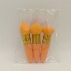3Pcs Foundation Sponge Powder Puff Mushroom Head Cosmetic Blending Sponge Makeup Puff Facial Sponge BB Cream Foundation Makeup Tool (Color: Orange)
