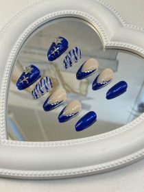 2026 Gothic Charm Wearable Nails - Valentine's Day Short Almond-Shaped Press-On Fake Nail Set. Handmade fake nail plates (size: M)