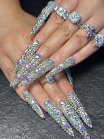 2026 Gothic Charm Press-on Nails, Valentine's Day Long Almond-shaped Press-on False Nails Set, Handmade False Nail Tips (size: S)