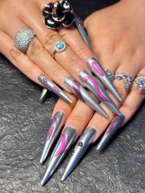 2026 Gothic charm press-on nails, Valentine's Day long almond-shaped press-on false nail set, handcrafted false nail pieces (size: S)