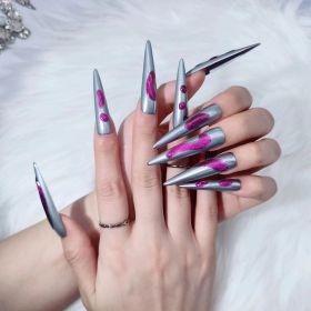 2026 Gothic charm press-on nails, Valentine's Day long almond-shaped press-on false nail set, handcrafted false nail pieces (size: M)