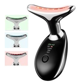 Facial Massager Neck Facial Beauty Device 3 Color EMS Microcurrent Skin Rejuvenation Massagers Lifting Tighten Skin Care Tool Anti Wrinkle Double (Color: Black)
