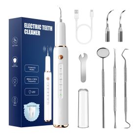 Cross-border ultrasonic teeth cleaning device, dental scaler, tartar remover, electric sonic tooth cleaner (Color: White)