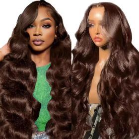 Wig Human Hair Lace Front Wig 13x4 High-Definition Brown Lace Front Wig Human Hair With Aligned Cuticles Vietnam Wig (Option: Coffee-14inch)